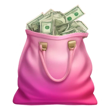 Pink ombre bag filled with money with glitter  sticker