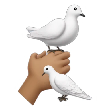 head emoji with a dove on top of the head having a peace sign hand sticker