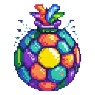 colorful bomb power up item with vibrant colors and highlights to stand out on black background sticker