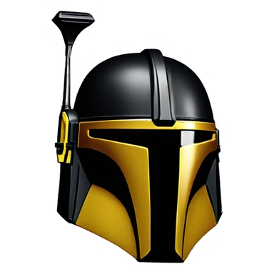black and yellow mandalorian helmet with antenna sticker