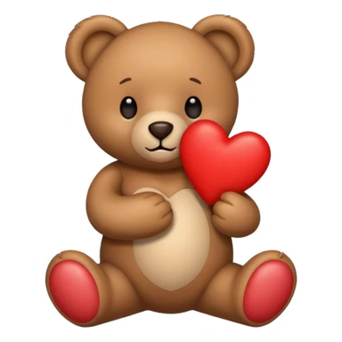 Teddy bear holding a red heart sticker