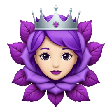 Purple rose with silver tiara and a purple emblem leaf wreath sticker