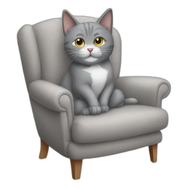 Grey cat sitting in a comfy chair  sticker