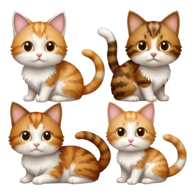 3 small cats different colours including brown tabby and white, light patchy calico, and ginger and white sticker