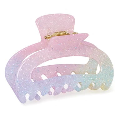 girly sparkling hair claw clip, pastel colors, no background sticker