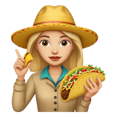 woman holding taco sticker