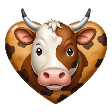 Cow print brown  heart sticker