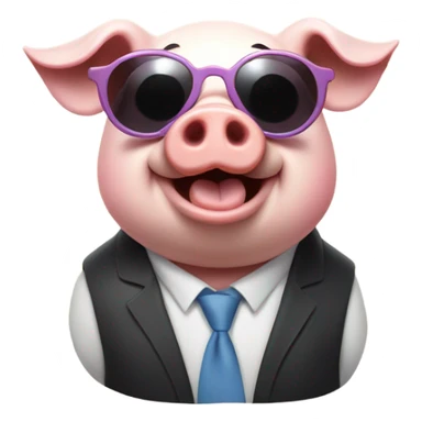 Happy rich pig cilinder sunglases sticker