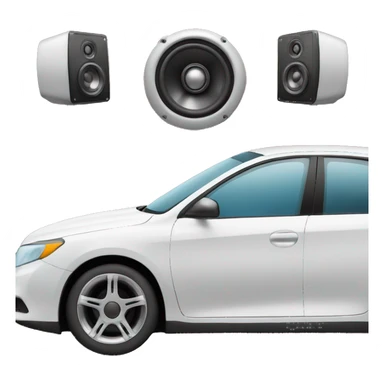 Car with big speaker sticker