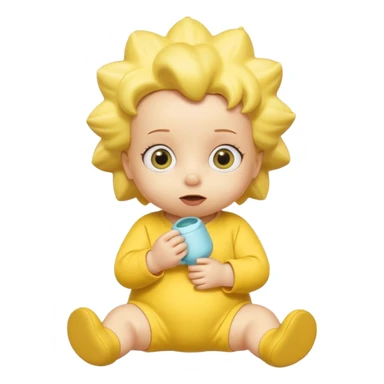A 3D cartoon baby character entirely yellow, styled like Maggie Simpson, with pacifier, yellow onesie, big eyes, smooth shading, Memoji-style rendering, consistent with other yellow Simpsons characters. sticker
