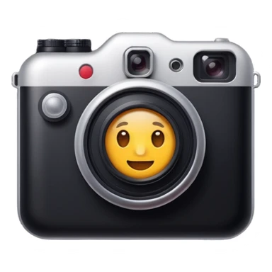 Emoji of a photo camera on a tripod, iPhone emoji style. Flat design, smooth gradients, rounded edges, soft shadows, clean look, white background sticker