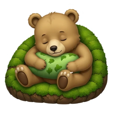 bear cub hugging moss pillow asleep sticker