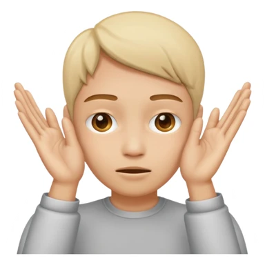 Covering the face with hands and peeping through your finger sticker