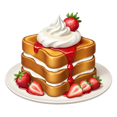 French toast with strawberry on top and whipped cream sticker