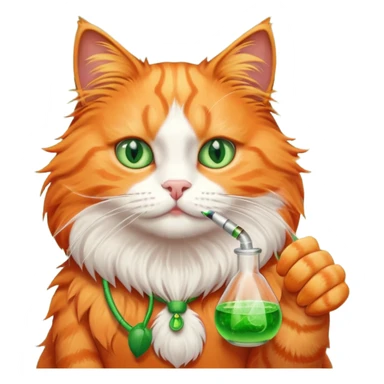orange cat smoking bong sticker