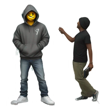 The guy draws graffiti sticker