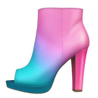 Realistic isolated top view of a pair of bubblegum pink,periwinkle,dark teal,and pastel pink ombre peep toe high heel ankle bootie boots. sticker