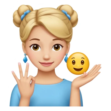 Emoji qui sourire avec un doigt d’honneur et un noeud dans les cheveux ils faut que se soit girly sticker