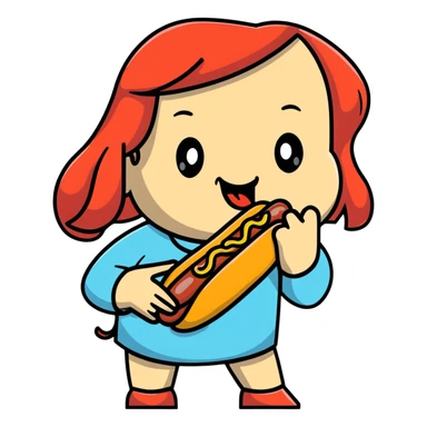 Woman with hotdog in mouth sticker