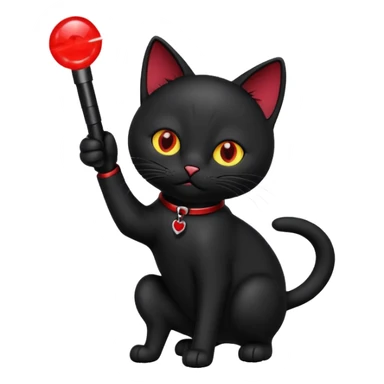 Black cat playing with a laser sticker