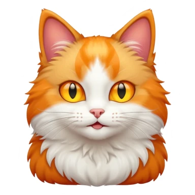 A bicolor cat emoji with glowing happy yellow eyes sticker