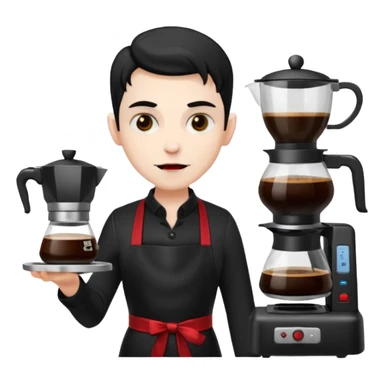 Vampire Barista with a coffee maker Infront    sticker