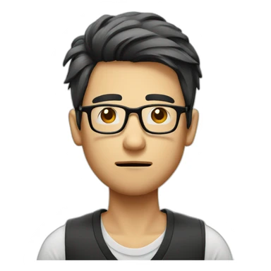 HongKong guy glasses worry face smoking sticker