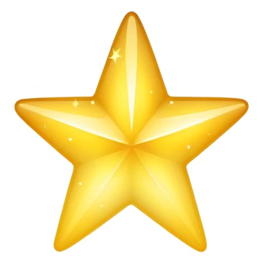 Generate a high-quality 3D cartoon-style emoji of a yellow sparkling star, glittering and shining effect, smooth gradient colors, rounded and cute appearance, no human faces, simple white background, high-resolution.

 sticker