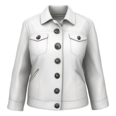 White oversize womens open button up leather jacket  sticker