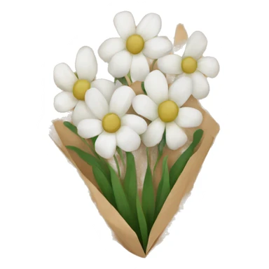white flowers in brown paper sticker