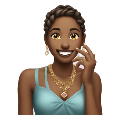 smiling girl indoors with jewelry blowing kisses  sticker