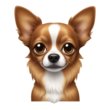 brownish red long hair chihuahua with a black spot around nose and black nose and white patches sticker