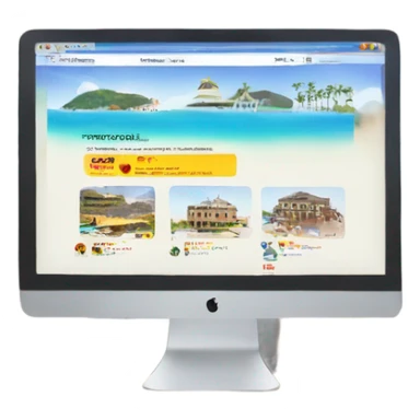 computer with a travel agency website in the screen sticker