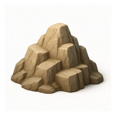 A 3D emoji in iOS emoji aesthetic style of a rocky hilltop with visible stone textures and rugged edges, small cliffs and uneven slopes, sunlight casting soft shadows on the rocks, realistic yet minimal Apple-style design, clean white background.

 sticker
