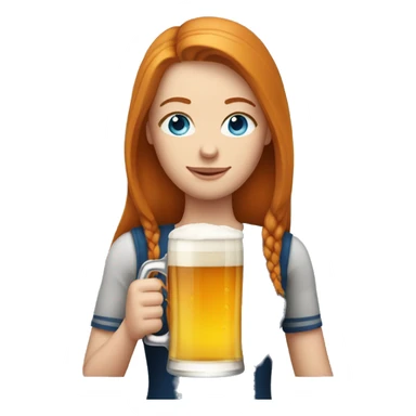 ginger straight hair and blue eyes woman with a beer on the hand sticker