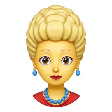 3D emoji head-only, smooth plastic, soft studio light, big round eyes, bold outline, centered, transparent bg,
Marge Simpson, yellow skin, tall cylindrical blue beehive hair, red bead necklace, overbite, no earrings, no eyelashes, no blonde hair sticker