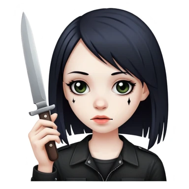 emo girl holding a blunt and knife sticker