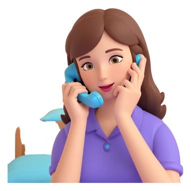 girl talking on phone bedroom background, close up pose sticker