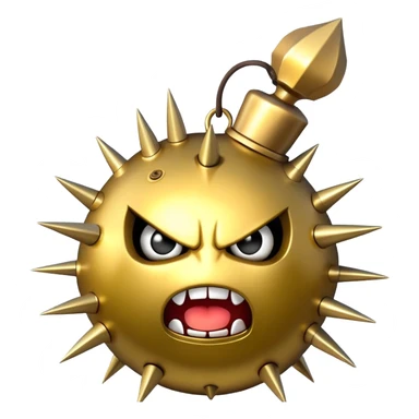 Golden grenade bomb angry smile spikes  sticker