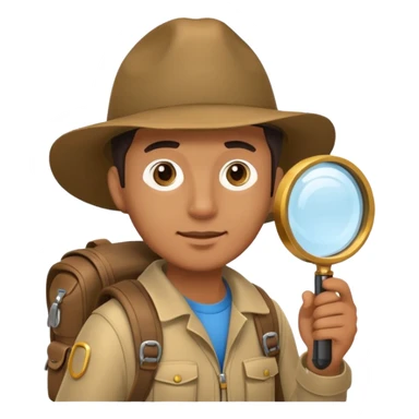 Explorer Man with backpack and magnifying glass sticker