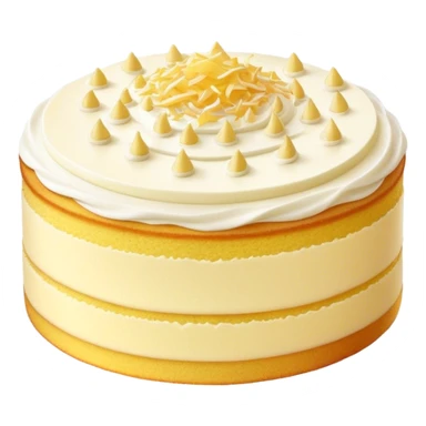 Cinematic Realistic Simple Vanilla Cake, a perfectly baked golden sponge with soft, airy layers, delicate vanilla frosting smoothly spread across the top, tiny flecks of vanilla bean visible, warm golden lighting creating depth, glowing with a sweet, irresistible charm. sticker
