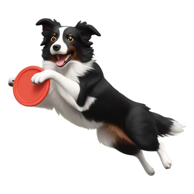 Red border collie catching frisbee in the air sticker