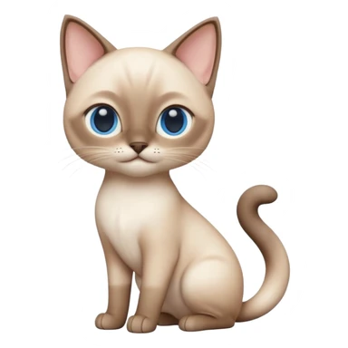 A 3D cartoon Siamese cat in creamy white with faint beige points, smooth short fur, bright eyes, calm lighting, Memoji-style rendering. full body or half body. sticker