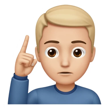 finger pointing on forehead, zoomed in on forehead, no full face sticker