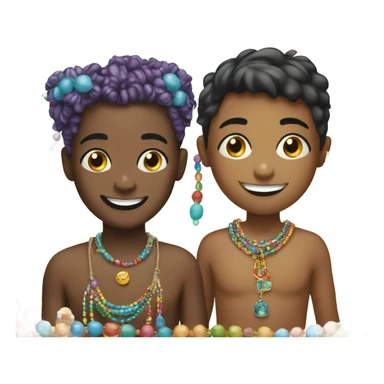 smiling boy and girlwith jewelry sticker