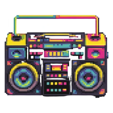 boombox with 1980s vibe, bright colors sticker