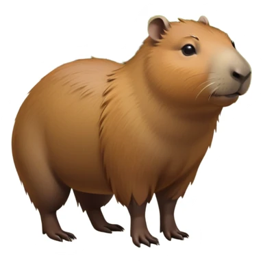 cinematic-capybara-realistic-full-body-on-all-fours-emoji,-plump-and-relaxed-body-soaking-in-the-warm-sun,-short-brown-fur-slightly-ruffled,-head-tilted-dramatically,-calm-expressive-eyes-exuding-serene-wisdom,-simplified-yet-realistic sticker