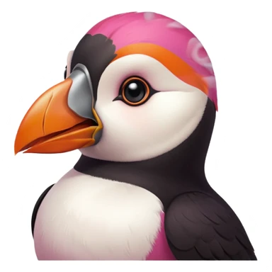 pink puffin angry blow steam nose beak sticker