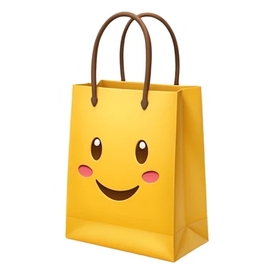 Turn this yellow shopping bag into a single flat emoji.
Keep the bag shape and yellow color.
Remove all text and details.
Simple, cute, Apple-style emoji.
Transparent background. sticker