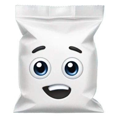 Plastic bag of powdered sugar with a funny face sticker